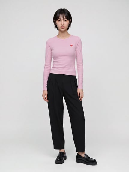 VERO MODA Langarmshirt mit kleinem Herz-Detail Rosa 1