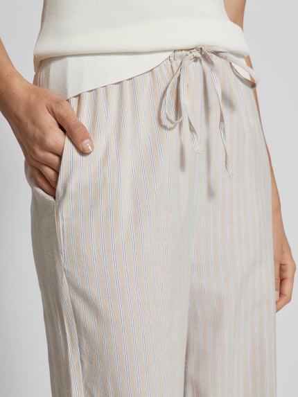 VERO MODA High Waist Hose mit Streifenmuster Modell 'GILI' Beige 3