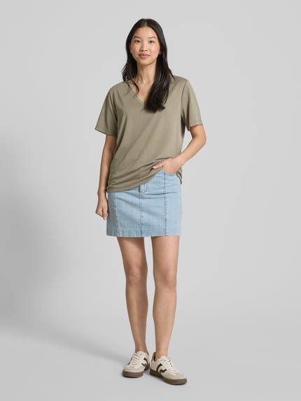 Jake*s Casual T-Shirt mit V-Ausschnitt Lind 1