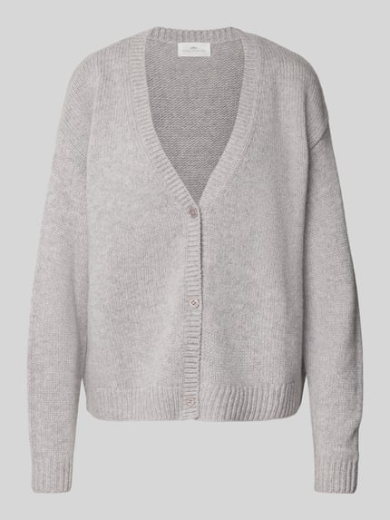 Fynch-Hatton Relaxed Fit Cardigan aus reiner Wolle in Strick-Optik Hellgrau Melange 2
