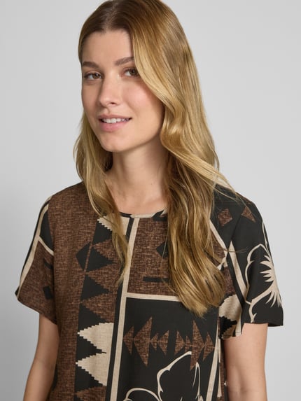 Soyaconcept Blouseshirt met ronde hals, model 'ROSALIE' Middenbruin - 3