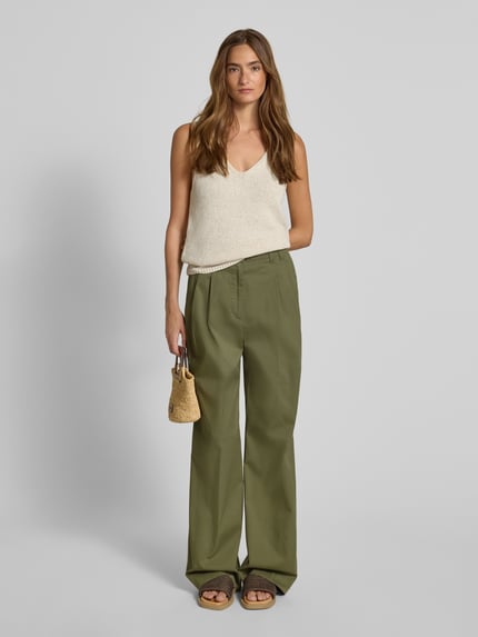 Marc O'Polo Wide Leg Bundfaltenhose aus Baumwoll-Mix Schilf 1