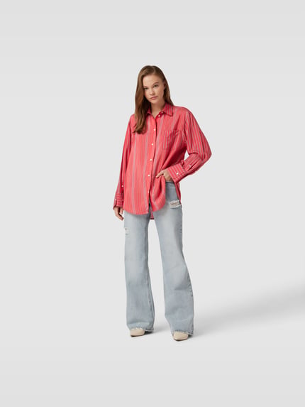 Victoria Beckham overhemdblouse met streepmotief Felroze - 1