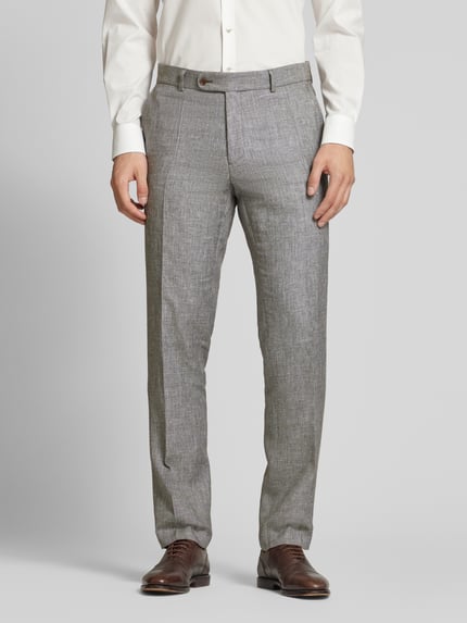 Carl Gross Slim Fit Anzughose aus Leinen-Mix mit Woll-Anteil Mittelbraun 4