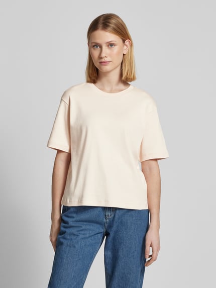 Jake*s Studio Woman T-shirt met geribde ronde hals Abrikoos - 4