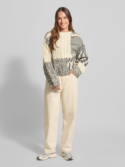 Jake*s Casual Relaxed Fit Strickpullover mit Woll-Anteil Ecru 1