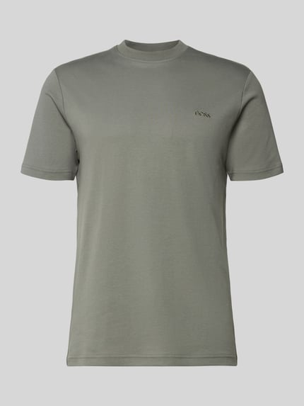 Produktfoto, Regular Fit T-Shirt aus reiner Baumwolle Modell 'TE_INTERLOCK' von BOSS Orange in Optik: Unifarben mit Label-Stitching-Applikation, Rundhals-Ausschnitt, Ärmelform: Kurzarm, Materialverarbeitung: Jersey, für Herren