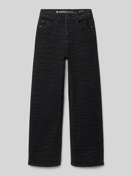 Garcia Jeansy o kroju straight fit z wpuszczanymi kieszeniami Czarny 1