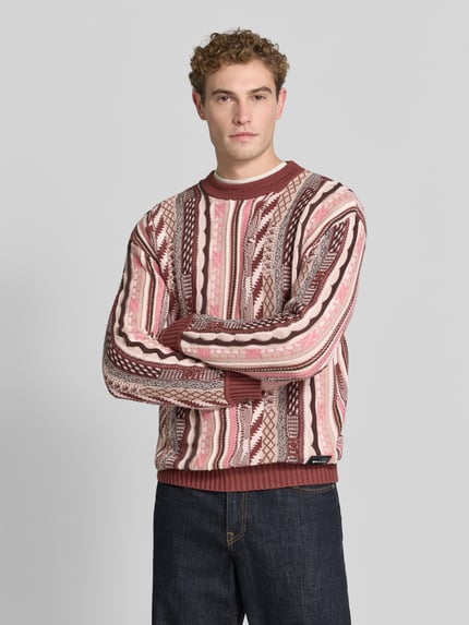COLUCCI Regular Fit Strickpullover aus reiner Baumwolle Rosa 4