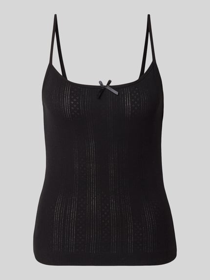 Produktfoto, Regular Fit Top aus reiner Baumwolle Modell 'MARIE' von Pieces, czarny, gładki, wzór strukturalny, okrągły dekolt, bez rękawów