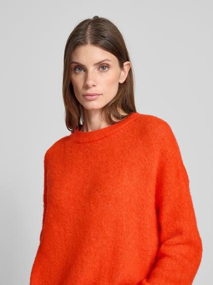 American Vintage Oversized gebreide pullover met ribboorden, model 'VITOW' Rood gemêleerd - 3