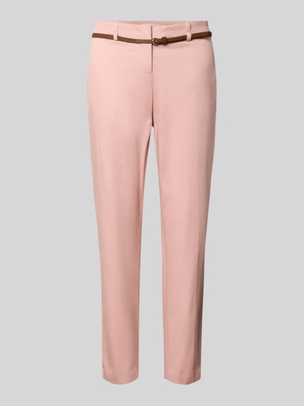 Productfoto, Hose in verkürzter Passform mit Gürtel van Christian Berg Woman, katoen- en viscosemix, slim fit, verkorte pasvorm, met riem, roze kleur, gladde textuur