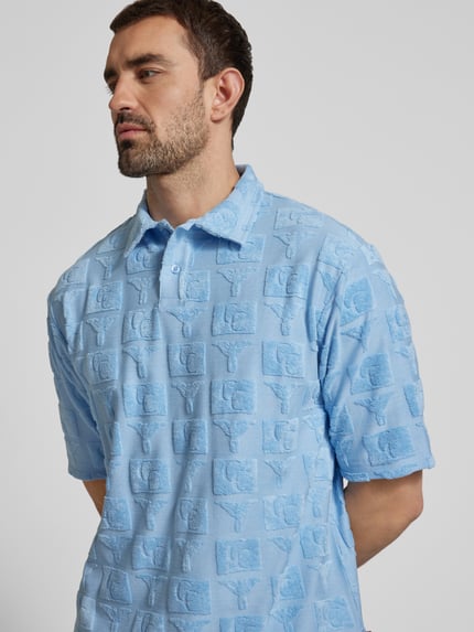 Carlo Colucci Regular Fit Poloshirt mit Knopfleiste Modell 'BEACHWEAR' Hellblau 3