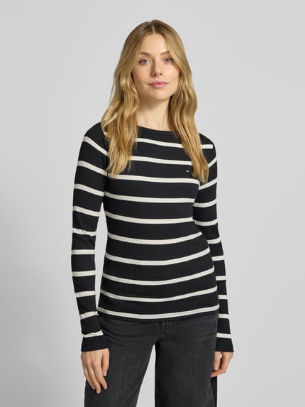 Tommy Hilfiger Bluzka z długim rękawem o kroju slim fit z Mieszanka wiskozy Czarny 4