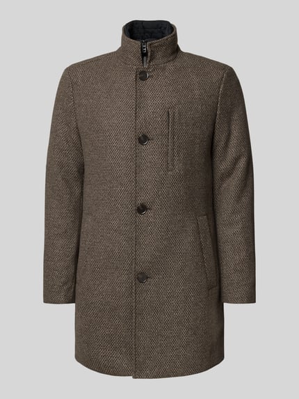 MCNEAL Regular fit lange wollen jas met opstaande kraag Donkerbruin gemêleerd - 2