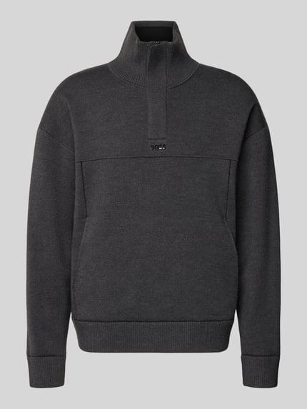BOSS Green Pullover mit Troyerkragen Modell 'KN_Transit QZ' Anthrazit 1