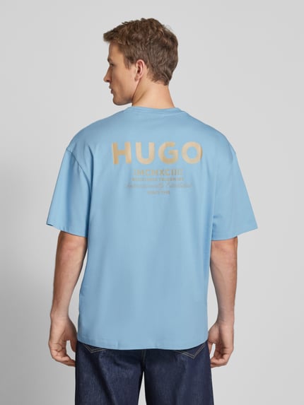 HUGO Blue Oversized T-Shirt aus Viskose mit Label-Print Modell 'Nalono' Hellblau 5