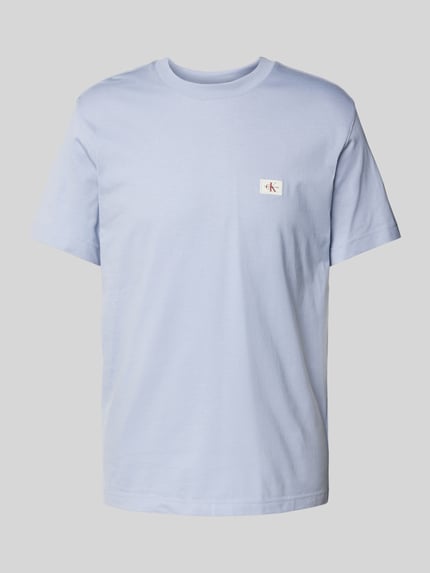 Calvin Klein Jeans T-shirt met labelstitching en ronde hals Lichtblauw gemêleerd - 2