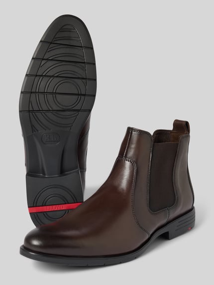 LLOYD Buty chelsea ze skóry z pętelką model ‘EEZY’ Ciemnobrązowy 4