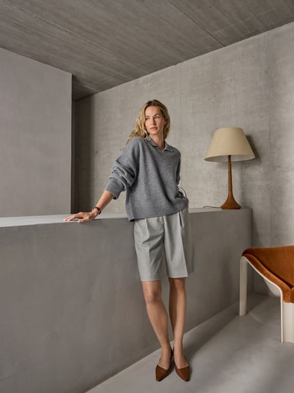 Style Icon Collection Bermuda met persplooien - curated by Anouk Yve Middengrijs gemêleerd - 6