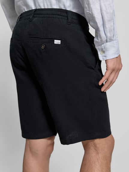 Selected Slim Fit Bermudas aus Baumwoll-Leinen-Mix Modell 'BRODY' Black 3
