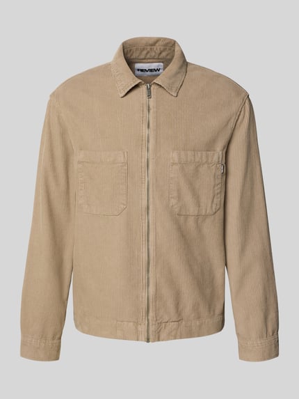 Regular Fit Hemdjacke mit Strukturmuster Shop The Look MANNEQUINE