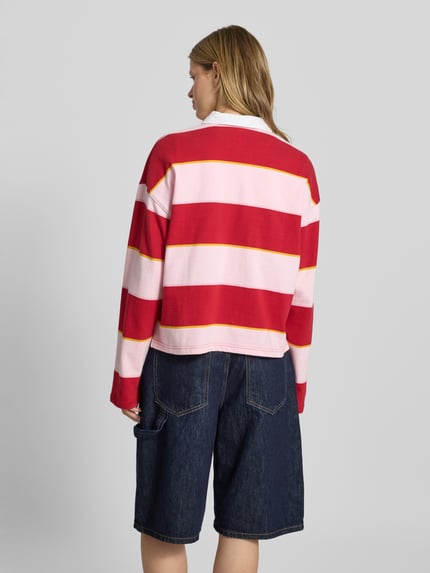 REVIEW Sweatshirt mit Umlegekragen und Knopfleiste Dunkelrot 5