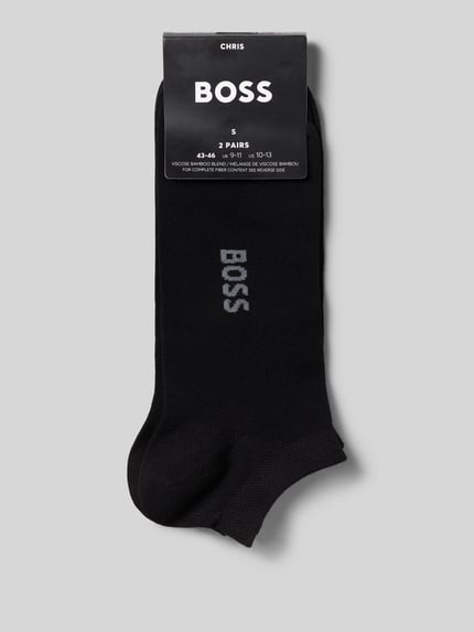 Productfoto, zwarte Füsslinge aus Viskose-Mix model 'CHRIS' van BOSS, heren, gladde structuur, witte merknaam centraal