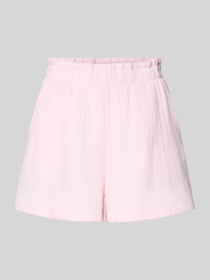 Produktfoto, Loose Fit Shorts aus reiner Baumwolle Modell 'NATALI' von Vero Moda, hellrosa, unifarben, Crêpe-Textur, elastischer Bund, Eingrifftaschen