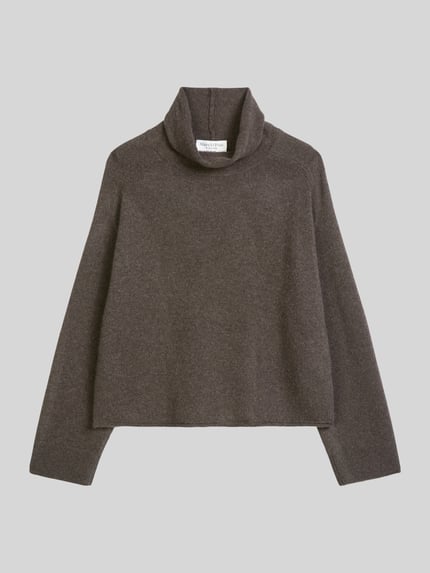 Produktfoto, Rollkragenpullover mit überschnittenen Schultern von MARC O'POLO, unifarben, strukturierte Strickoptik, cropped, Regular Fit