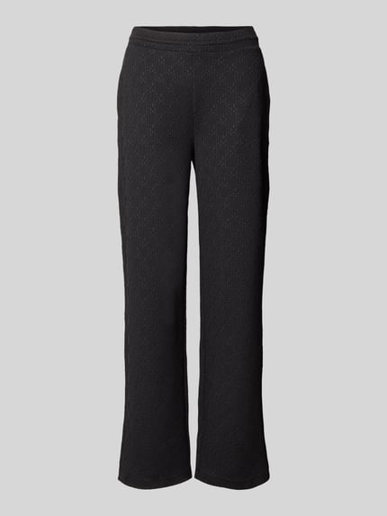 Produktfoto, Regular Fit Sweatpants mit Allover-Muster Modell 'NAYENE' von HUGO aus schwarzem Sweatstoff, unifarben, elastischer Bund, seitliche und Gesäßtasche, dezentes Label Stitching.