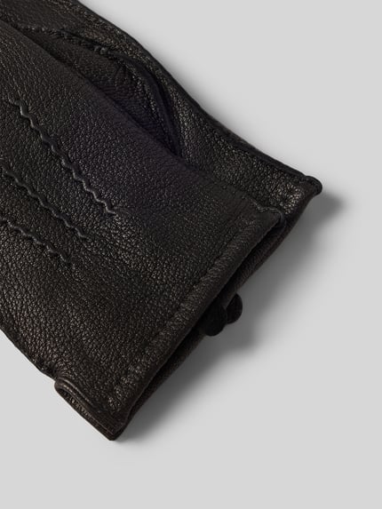 Productfoto, Handschuhe aus echtem Leder van bugatti, zwart, zichtbaar nerfleer, deelstiksels, afgerande afwerking, heren handschoen