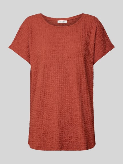 Christian Berg Woman T-Shirt mit geripptem Rundhalsausschnitt Dunkelrot 2