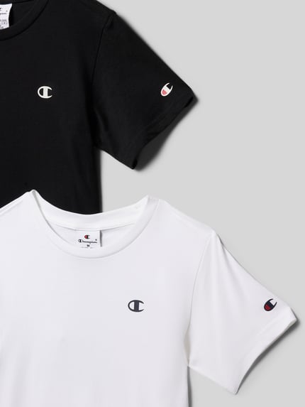 Champion T-Shirt mit Label-Print im 2er-Pack Hellgrau 2
