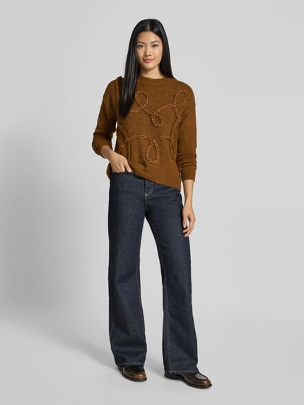 b.young Oversized Strickpullover mit gerippten Abschlüssen Modell 'Medi' Camel 1