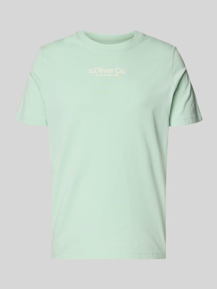 Produktfoto, Regular Fit T-Shirt aus reiner Baumwolle von s.Oliver RED LABEL, kolor jednolity, krój regular fit, jasny zielony, krótki rękaw, okrągły dekolt, materiał jersey, aplikacja z napisem, materiał: czysta bawełna