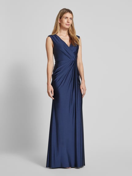 unique Avondjurk met plooien Marineblauw - 1