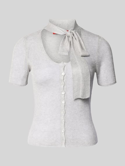 MAX&Co. Regular Fit Strickjacke aus Viskose-Mix Modell 'MAMAN' Hellgrau 2