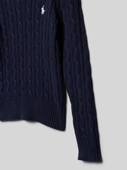 Polo Ralph Lauren Teens Strickpullover mit Zopfmuster und Rundhalsausschnitt Marine 2