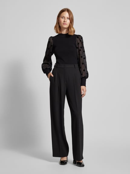 YAS slim fit blouse met ballonmouwen model 'DOTME' Zwart - 1