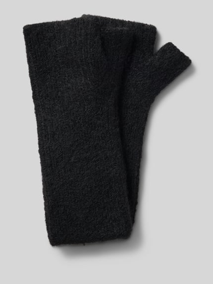 Produktfoto, schwarze Handschuhe mit Woll-Anteil von Jake*s Casual, weiche Textur, einfache Form auf grauem Hintergrund.