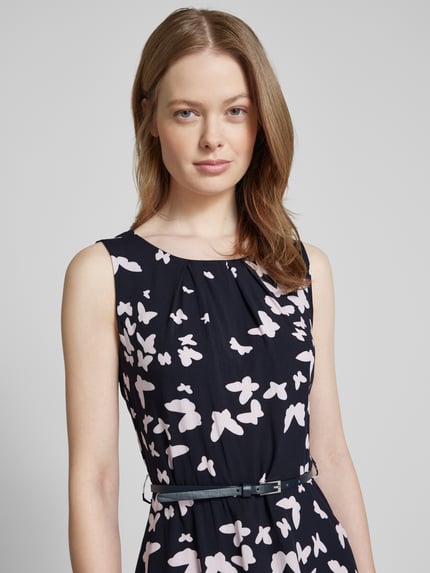 Christian Berg Woman Selection Knielanges Kleid mit Taillengürtel Marine 3