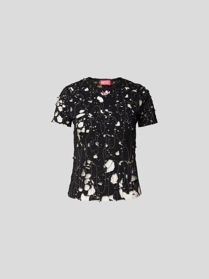 Diesel T-shirt z detal z logo Czarny 2