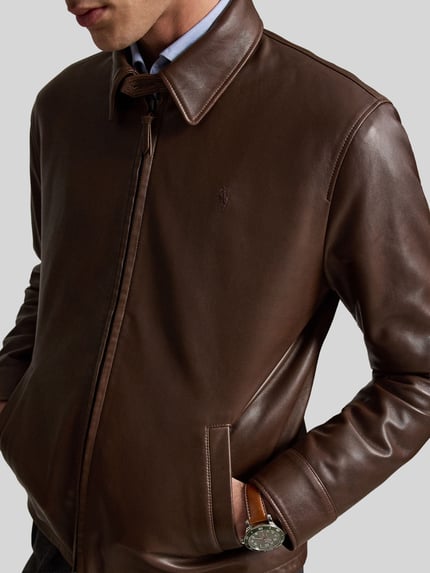 Polo Ralph Lauren Regular Fit Lederjacke aus echtem Leder Dunkelbraun 3