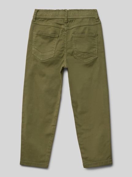 NAME IT Spodnie o kroju tapered fit z 5 kieszeniami model ‘SILAS’ Oliwkowy 3