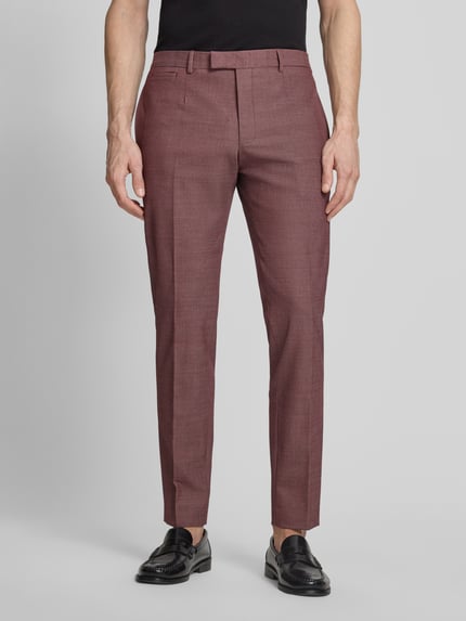 Strellson slim fit pantalon met mix van wol en viscose model 'KYND4' Donkerrood - 4