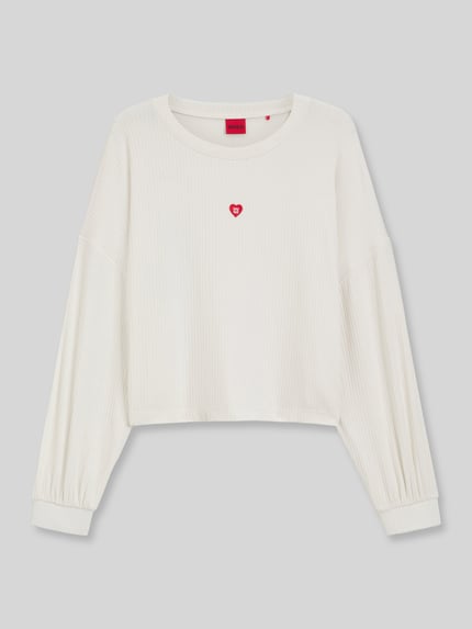 HUGO Bluza o kroju relaxed fit z mieszanki modalu model „HUGO HEART” Złamany biały 2