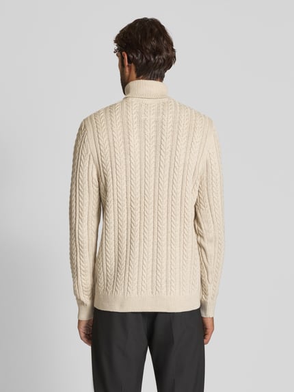 JACK & JONES Premium Coltrui met kabelpatroon Offwhite gemêleerd - 5