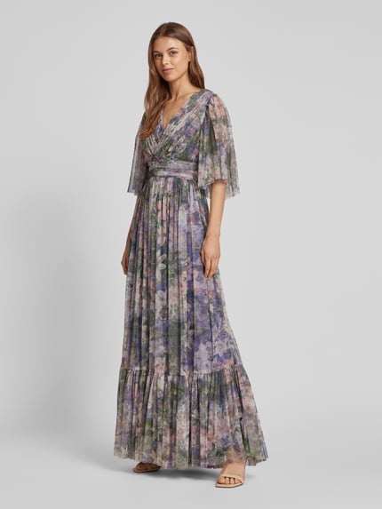 Lace & Beads Abendkleid mit V-Ausschnitt Lila 1