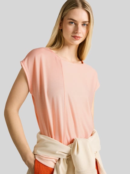 Tom Tailor Denim relaxed fit T-shirt met ronde hals Abrikoos - 3